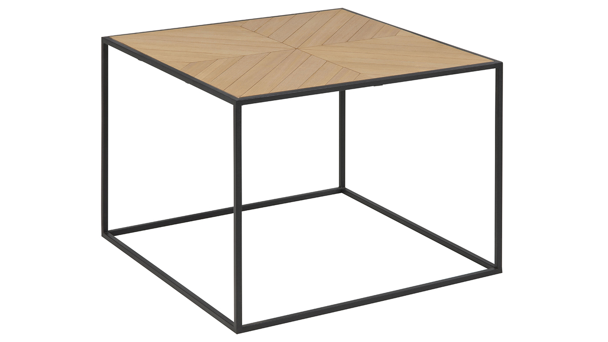 Mesa de centro cuadrada madera y metal negro 60 cm KARE