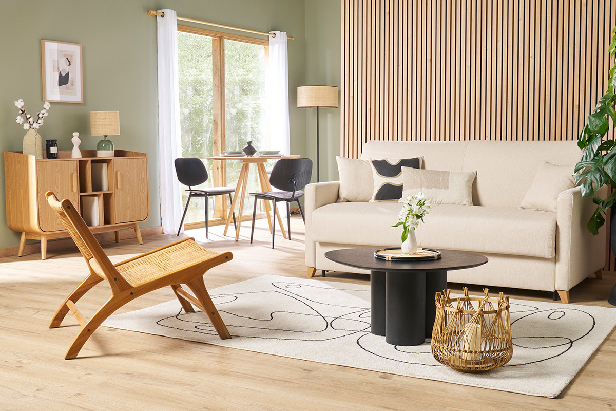 Mesa de centro de diseo de madera negra 78 cm HOLLEN