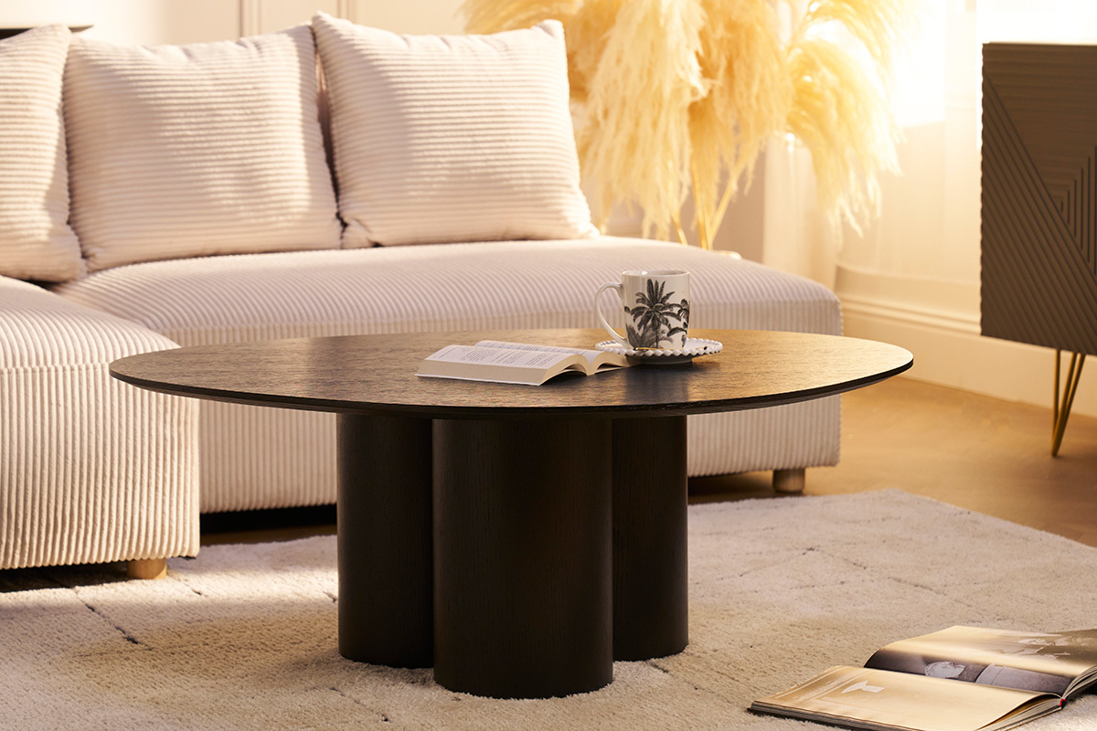 Mesa de centro de diseo de madera negra 78 cm HOLLEN