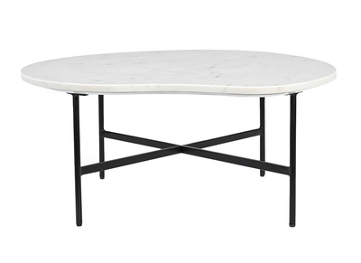 Mesa de centro de diseño de mármol blanco y metal negro L80 cm SASSO