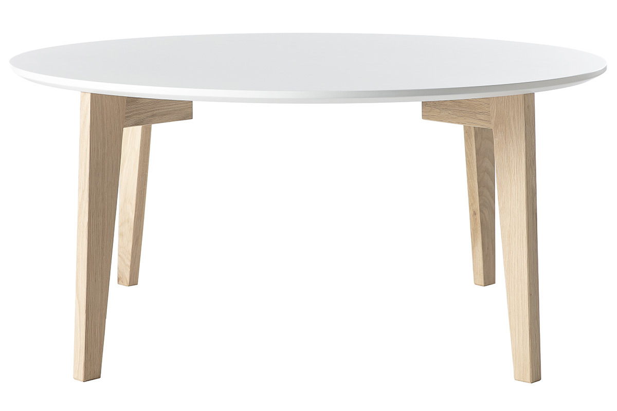 Mesa de centro de diseo lacada blanca y madera natural LARGO