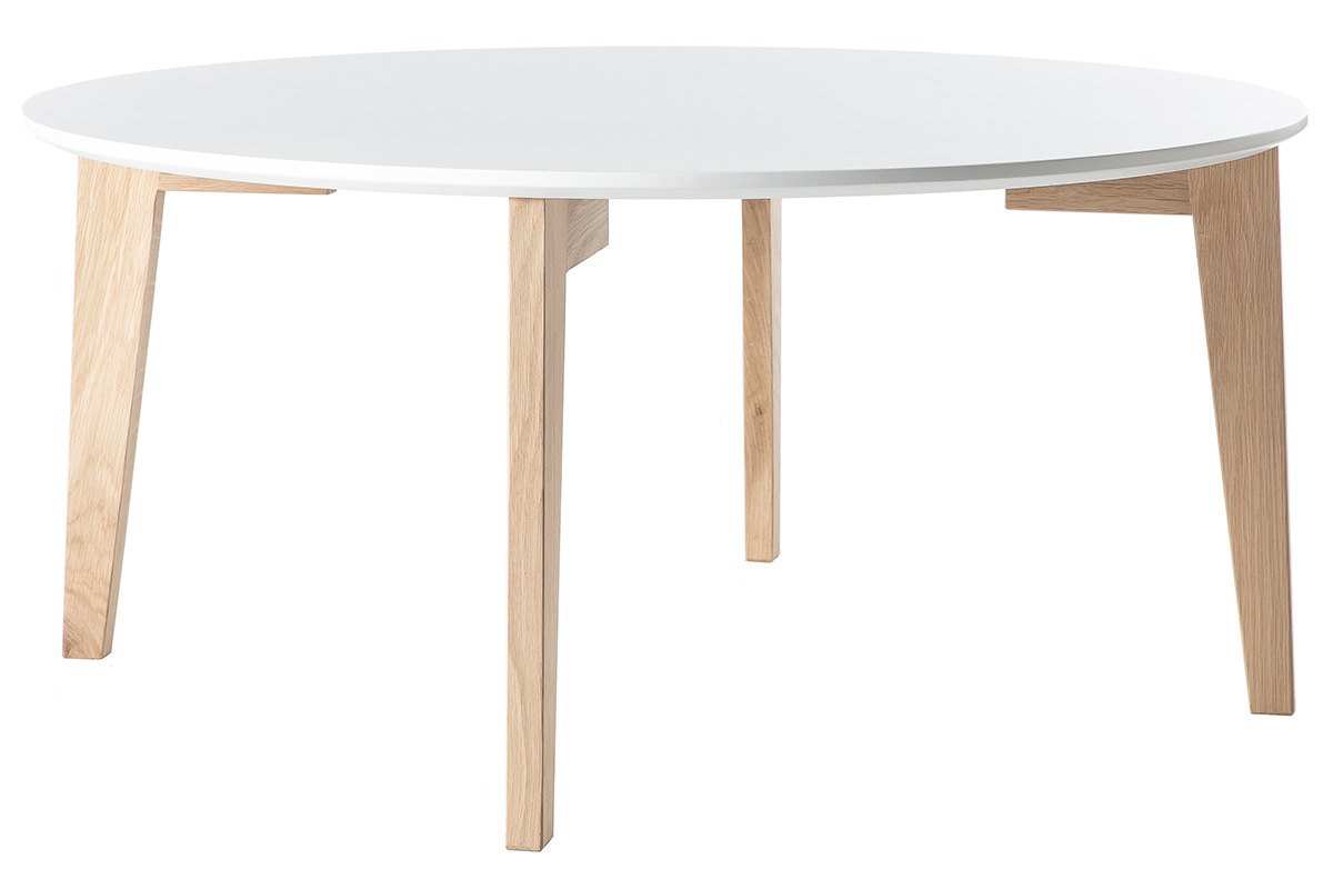 Mesa de centro de diseo lacada blanca y madera natural LARGO