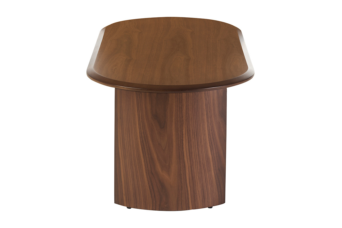 Mesa de centro de dise�o ovalada en madera oscura nogal L120 cm ASSA