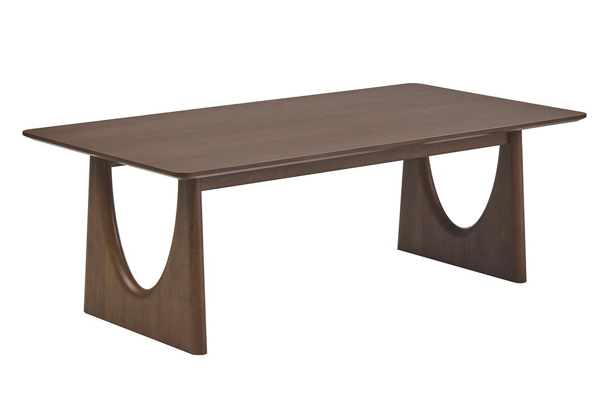 Mesa de centro rectangular de madera oscura nogal vista en 3/4