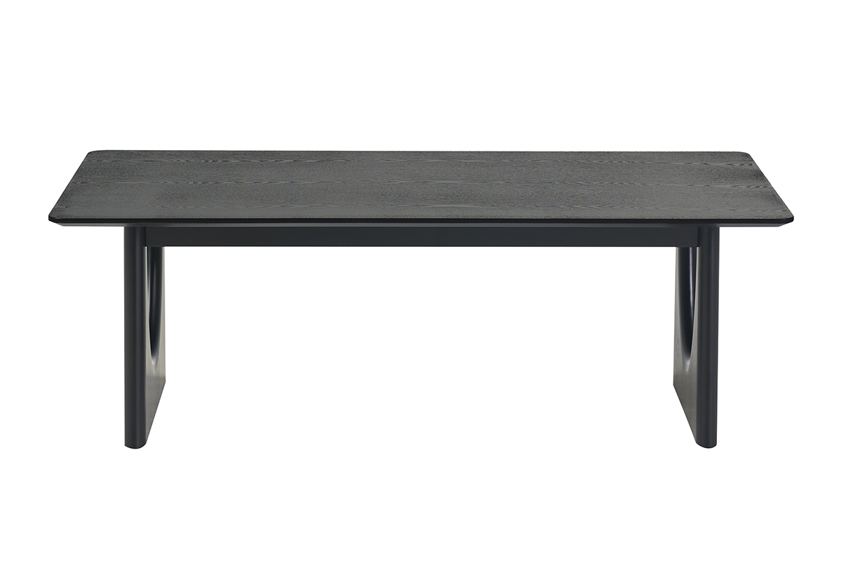 Mesa de centro rectangular negra KUALA, vista frontal, dimensiones L120 x P60 x H40 cm.