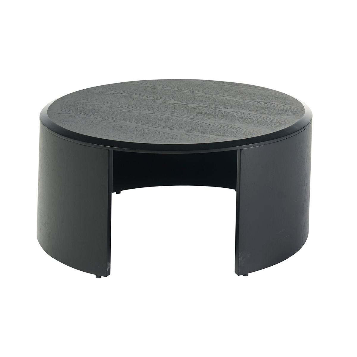 Mesa de centro de diseño redonda de madera negra D80 cm ZAHRA