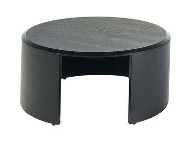 Mesa de centro de dise&ntilde;o redonda de madera negra D80 cm ZAHRA