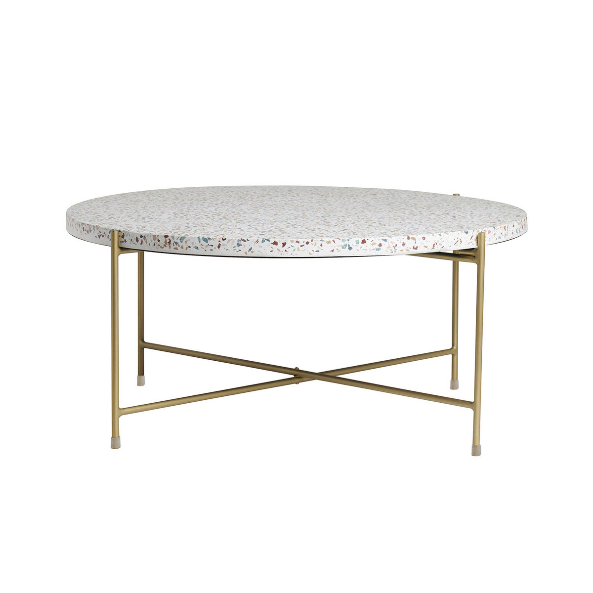 Mesa de centro de diseño redonda de terrazo y metal dorado 81 cm diám. MEZZO
