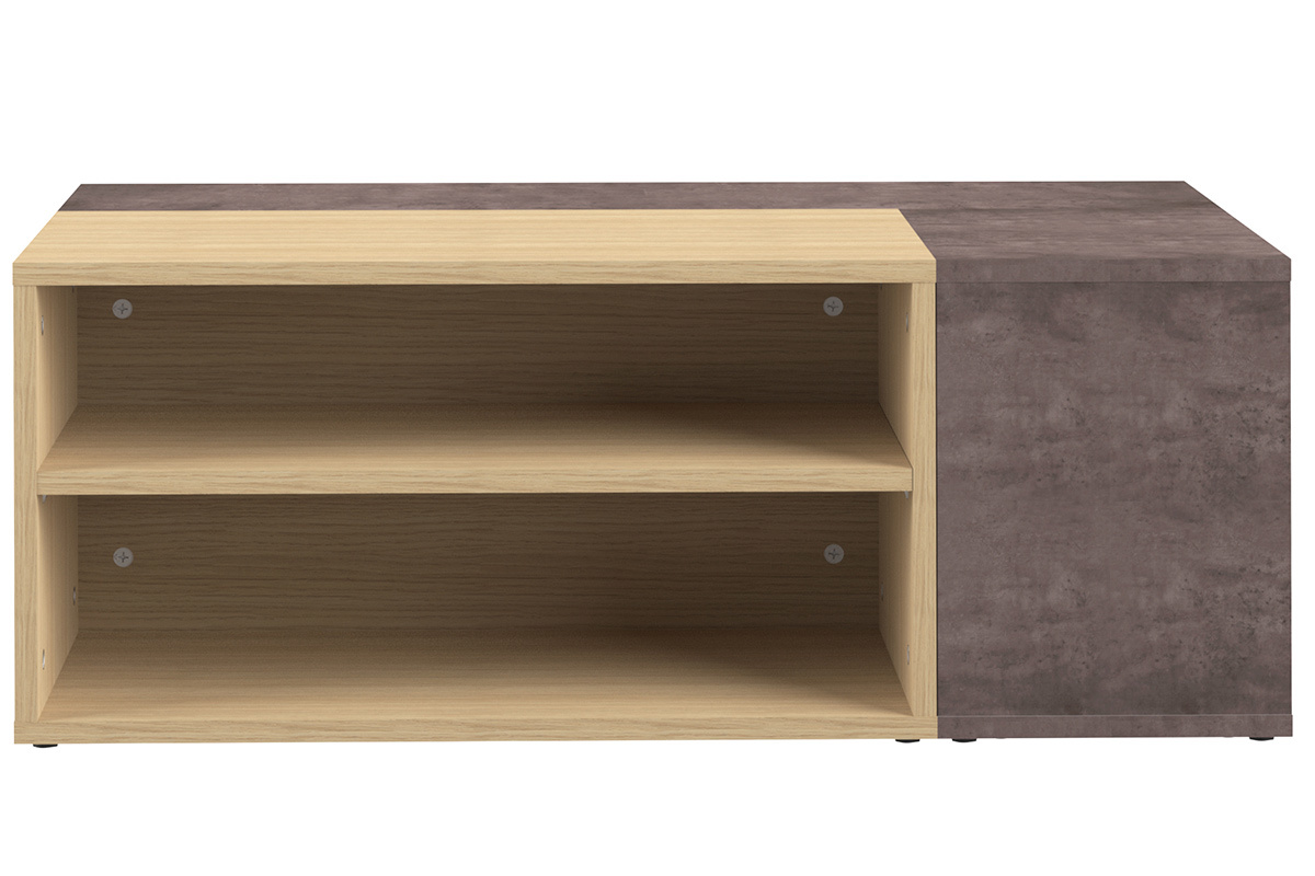 Mesa de centro de esquina moderna madera y gris imitacin cemento QUADRA