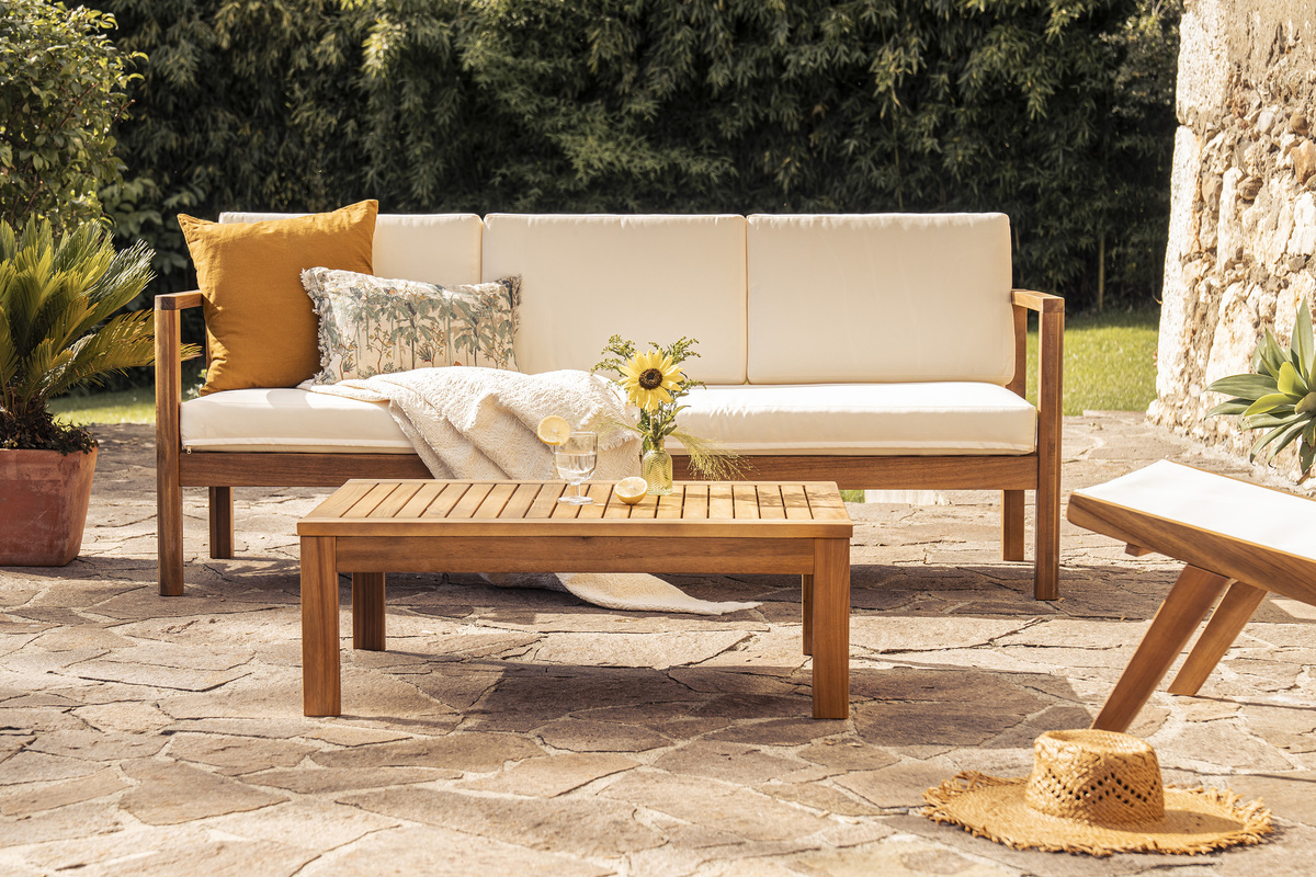 Mesa de centro de jardn de madera maciza 90 cm SALVADOR