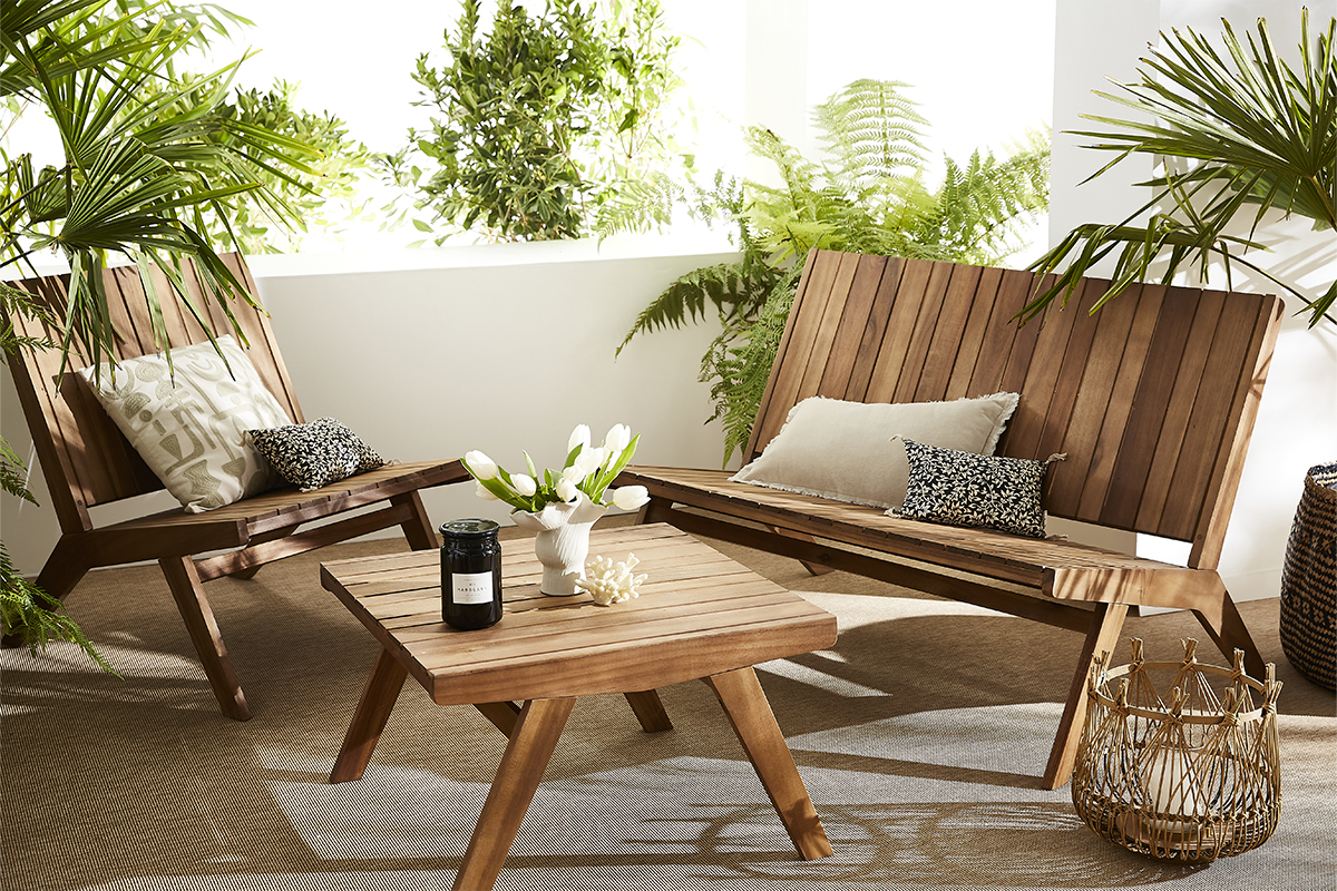 Mesa de centro de jardn de madera maciza TIDAK