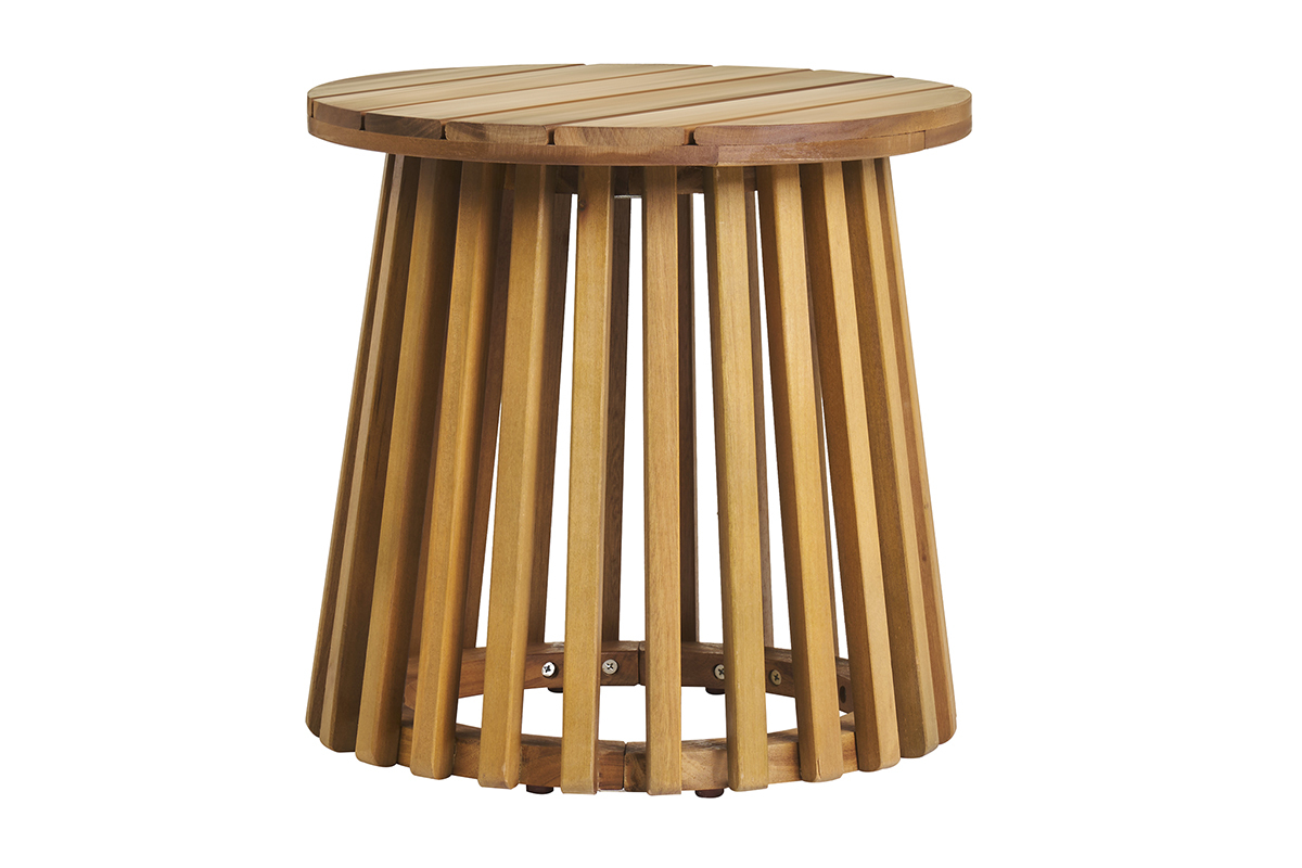 Mesa de centro de jardn redonda de madera maciza 40 cm - NASSAU