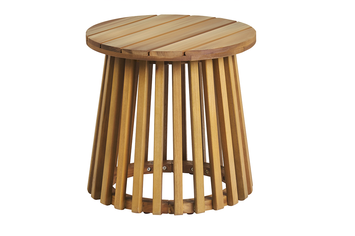 Mesa de centro de jardn redonda de madera maciza 40 cm - NASSAU