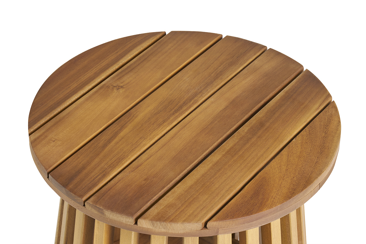 Mesa de centro de jardn redonda de madera maciza 40 cm - NASSAU