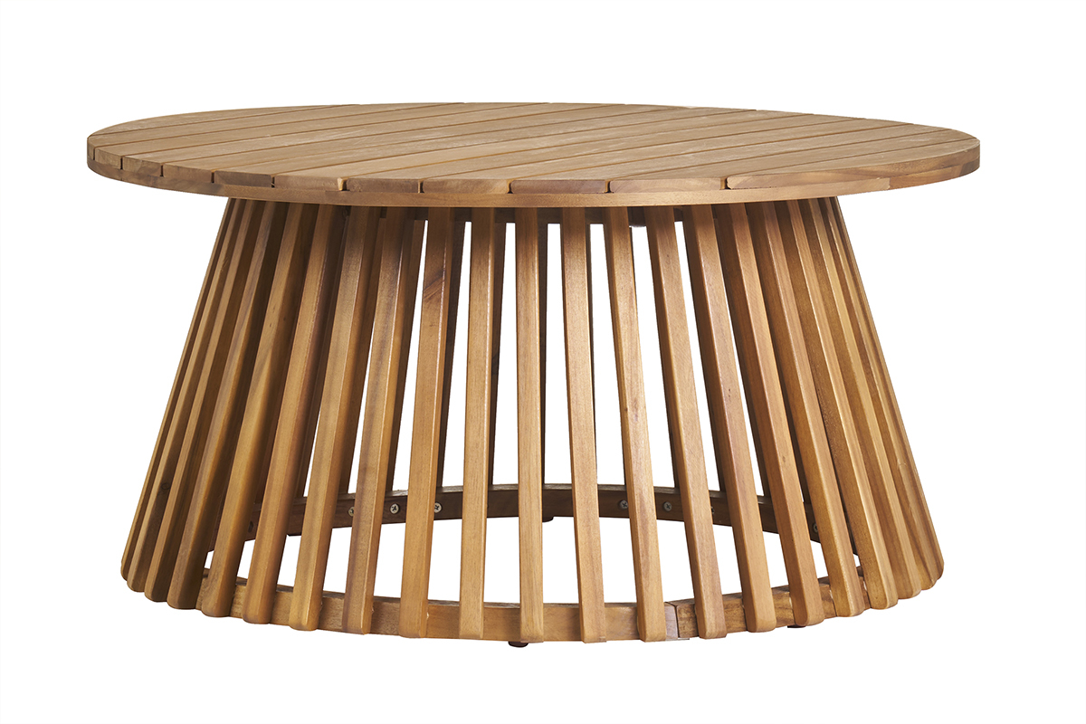 Mesa de centro de jardn redonda de madera maciza 80 cm - NASSAU