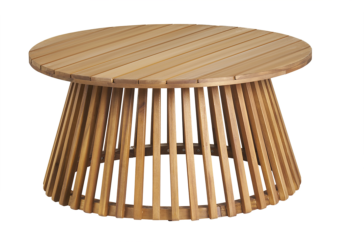 Mesa de centro de jardn redonda de madera maciza 80 cm - NASSAU
