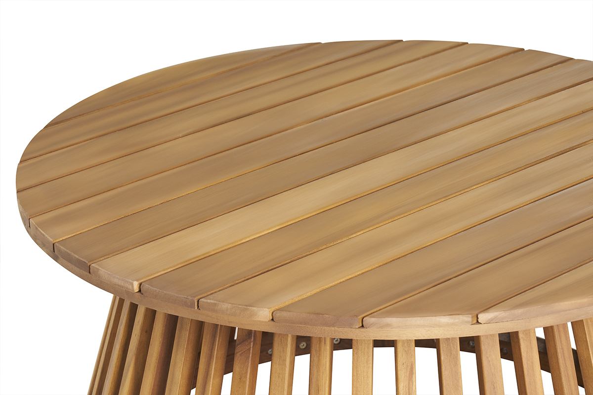 Mesa de centro de jardn redonda de madera maciza 80 cm - NASSAU