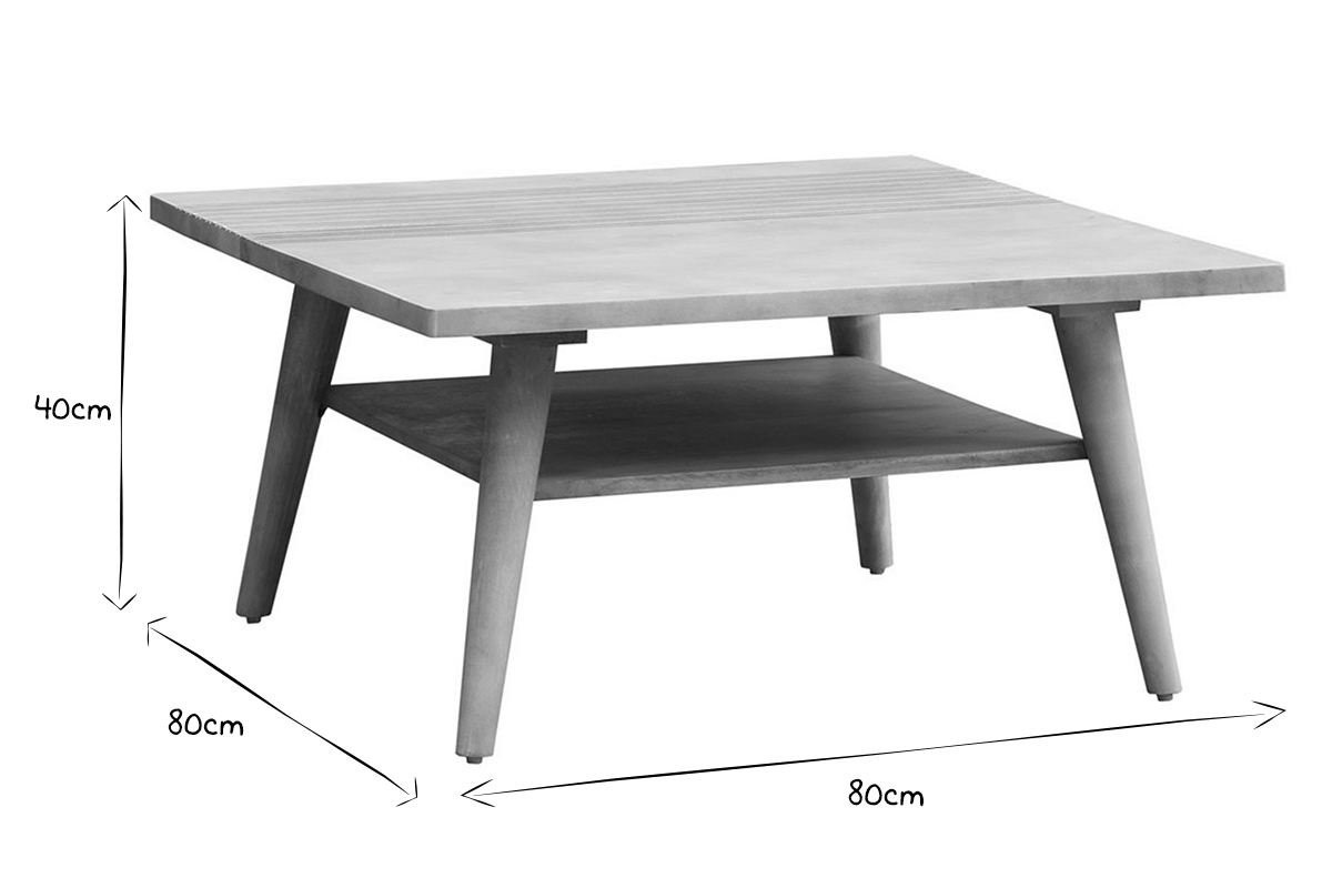 Mesa de centro de madera de mango maciza 80cm RUBIA