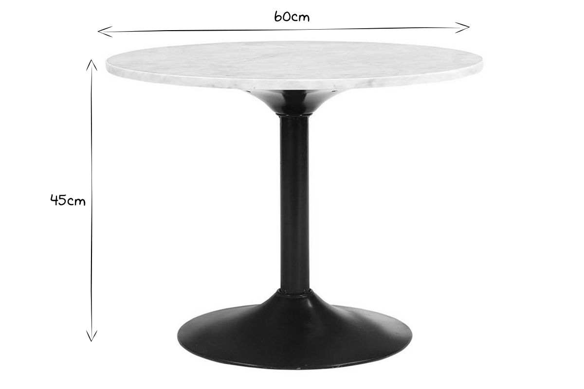 Mesa de centro de mármol y metal negro 60 cm COPEN