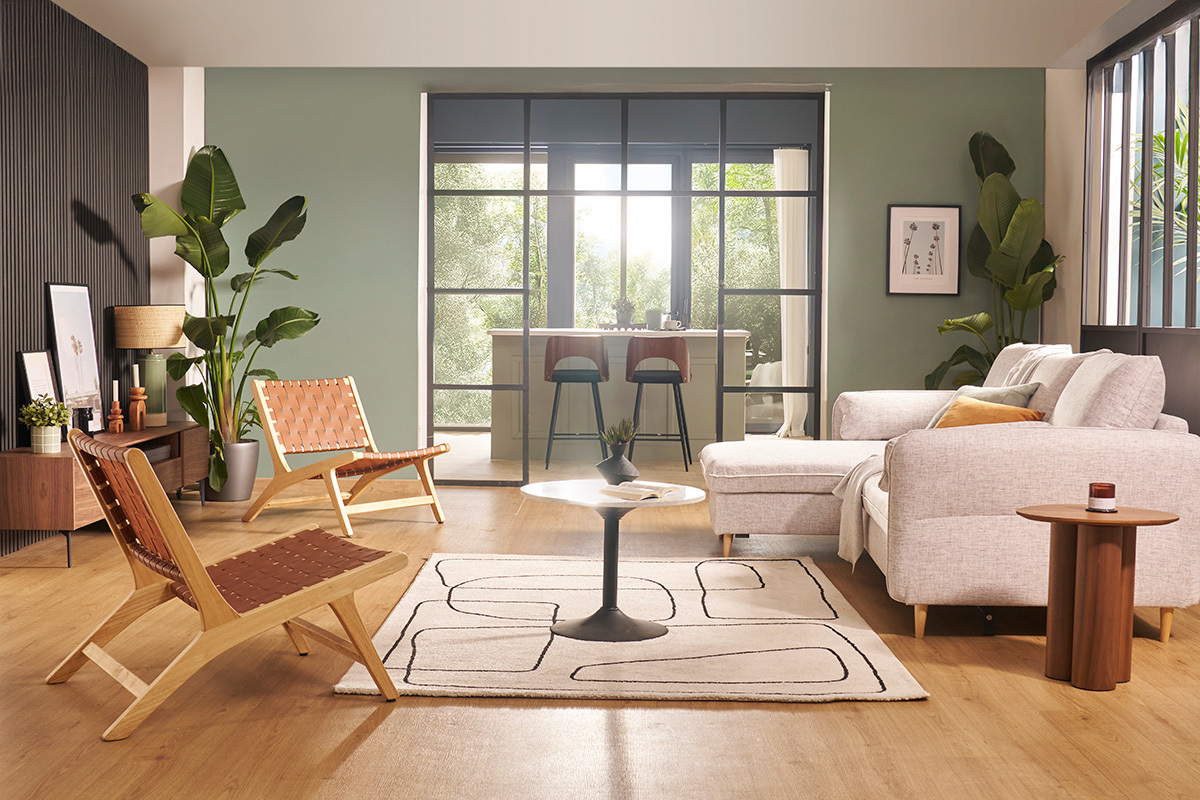 Mesa de centro de mármol y metal negro 60 cm COPEN