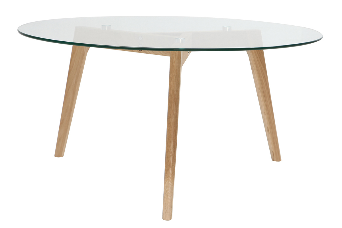 Mesa de centro diseo contemporneo cristal y madera DAVOS