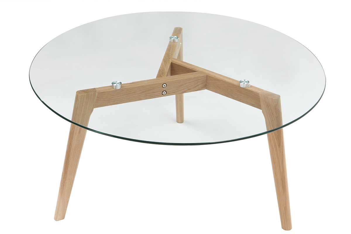 Mesa de centro diseo contemporneo cristal y madera DAVOS