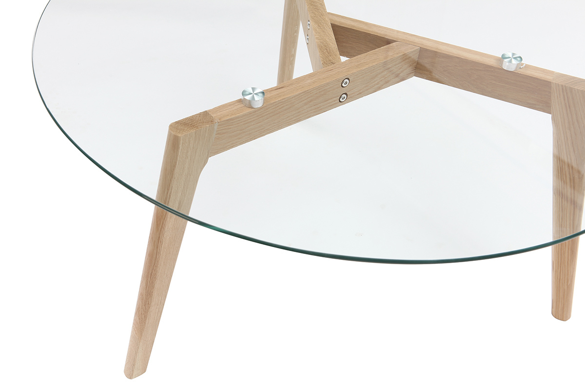 Mesa de centro diseo contemporneo cristal y madera DAVOS