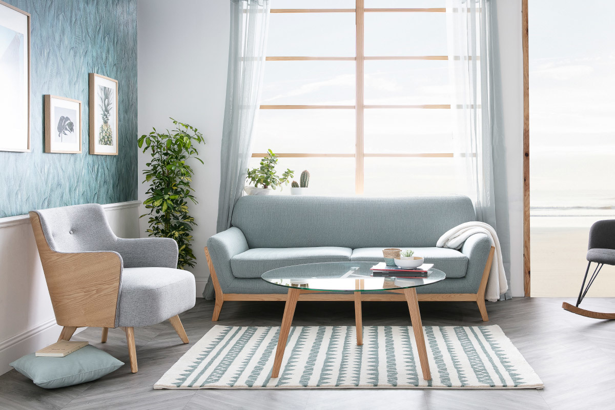 Mesa de centro diseo contemporneo cristal y madera DAVOS