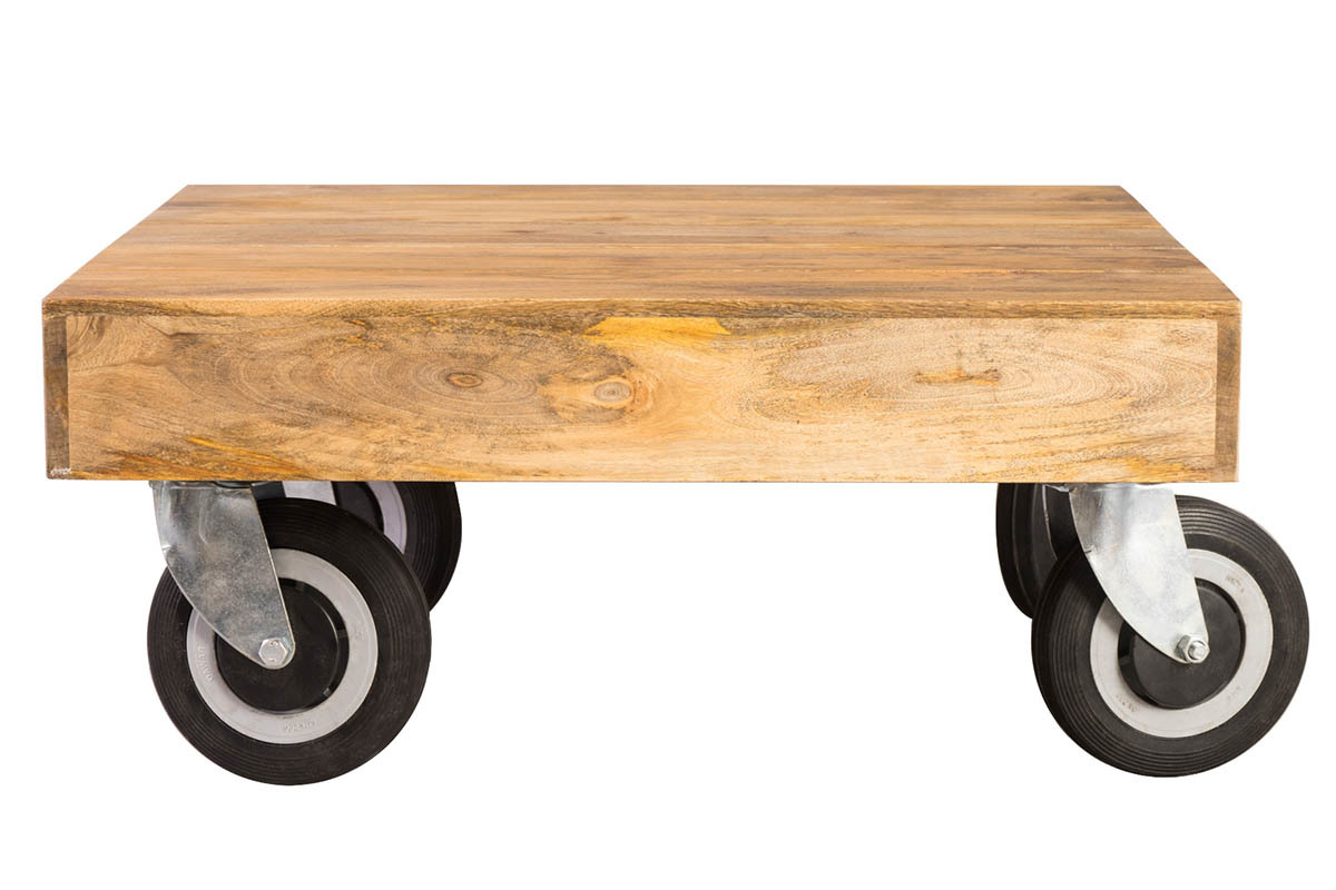 Mesa de centro diseo industrial cuadrada con ruedas ATELIER