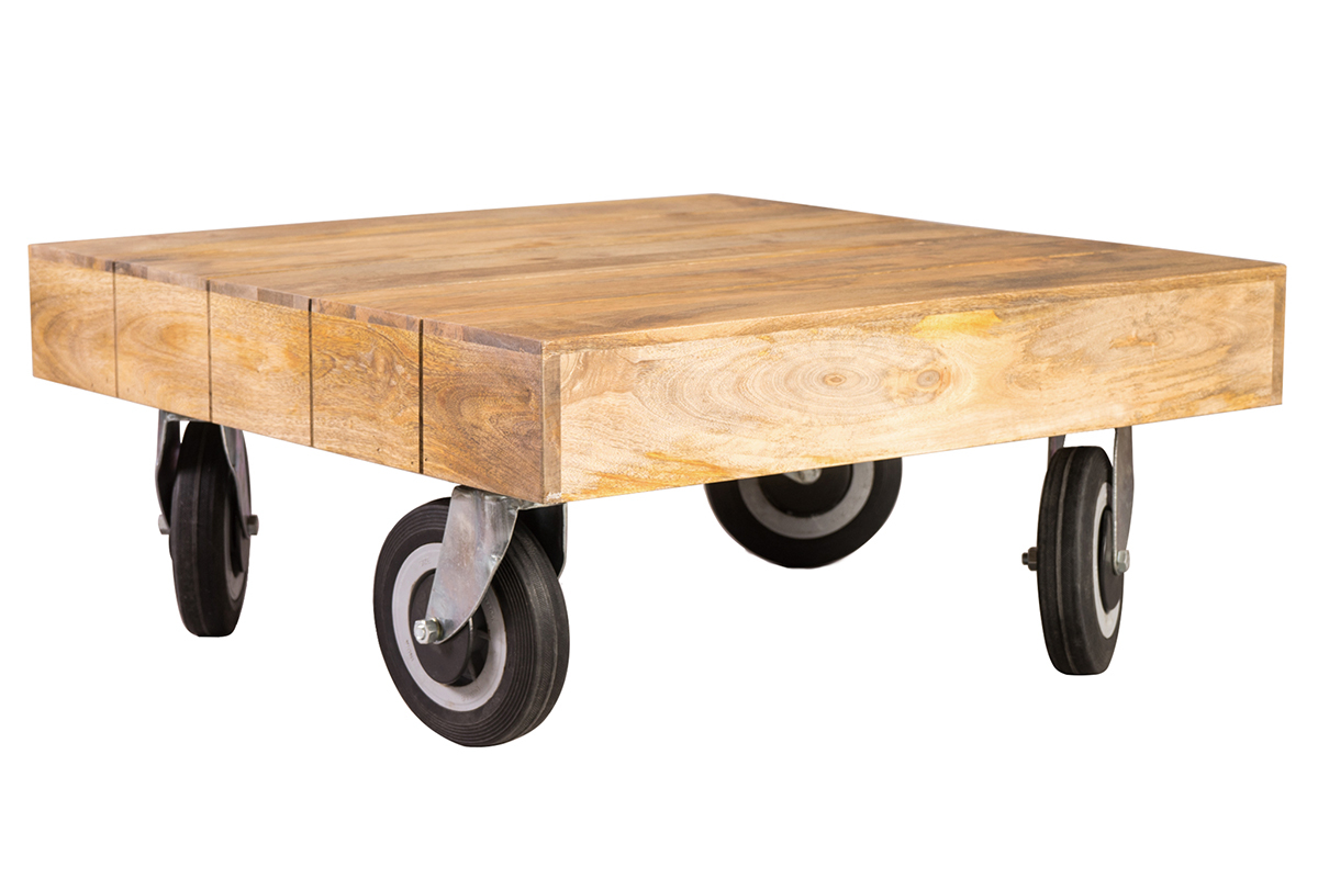 Mesa de centro diseo industrial cuadrada con ruedas ATELIER