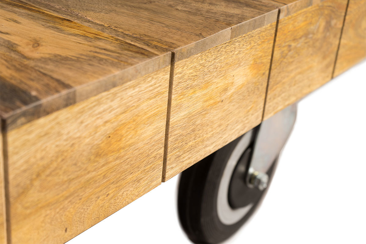 Mesa de centro diseo industrial cuadrada con ruedas ATELIER