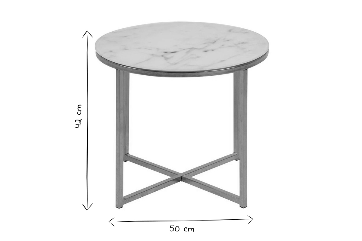 Mesa de centro efecto mrmol 50cm SILAS