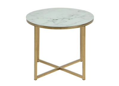 Mesa de centro efecto mármol 50cm SILAS - Mesa de centro efecto mármol 50cm SILAS