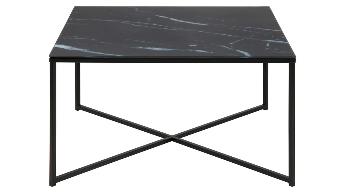 Mesa de centro efecto mrmol negro patas metal ALCINO