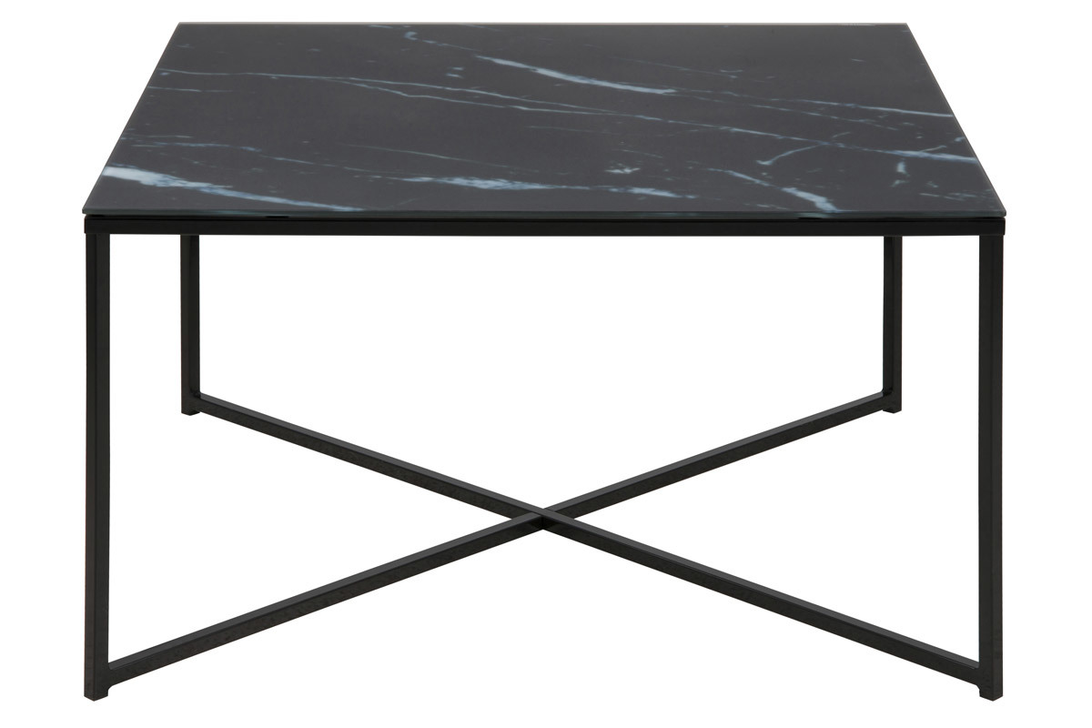 Mesa de centro efecto mrmol negro patas metal ALCINO