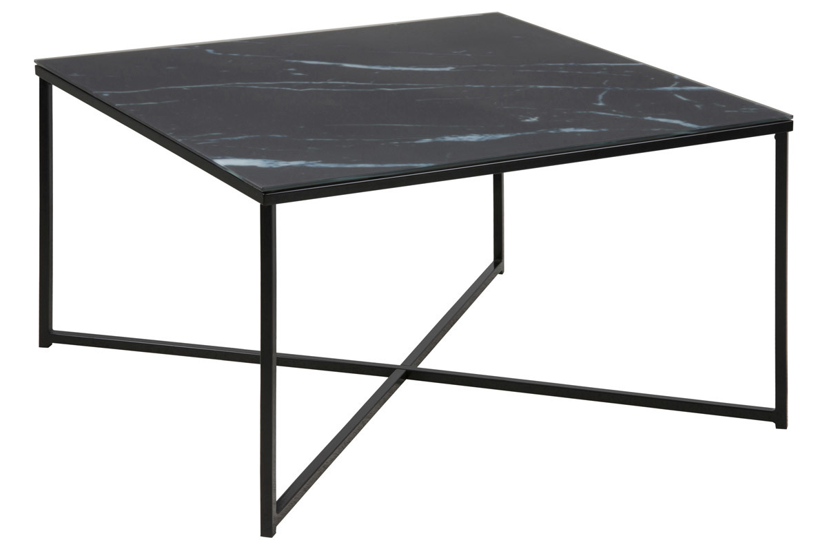 Mesa de centro efecto mrmol negro patas metal ALCINO