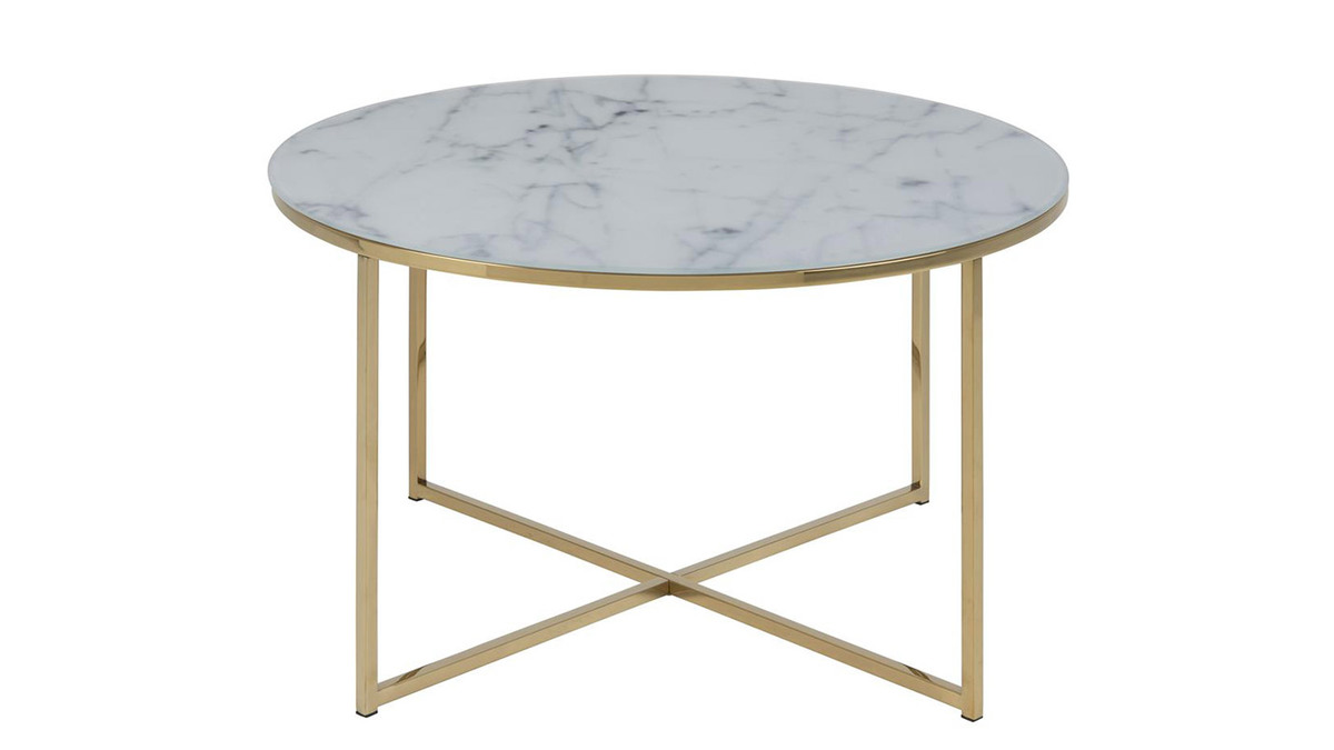 Mesa de centro efecto mrmol y patas metal 80cm SILAS