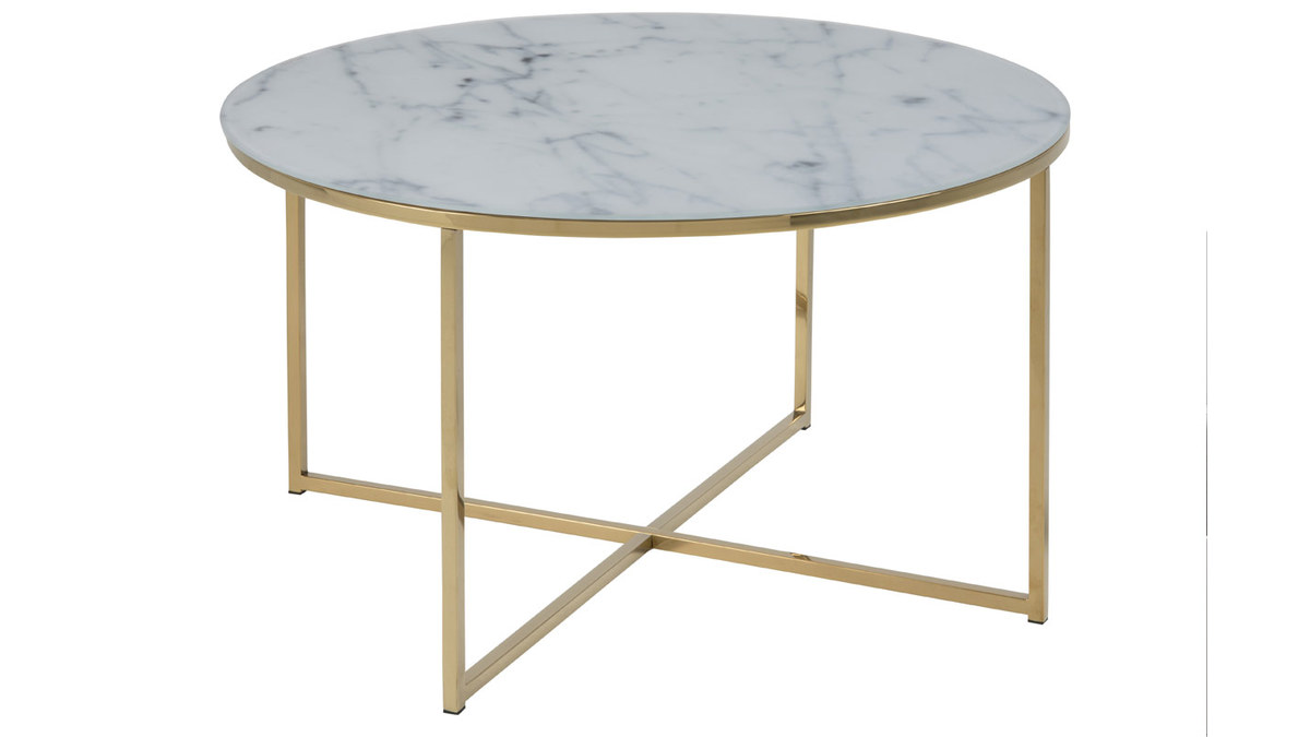 Mesa de centro efecto mrmol y patas metal 80cm SILAS