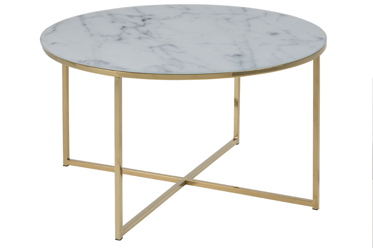 Mesa de centro efecto mrmol y patas metal 80cm SILAS