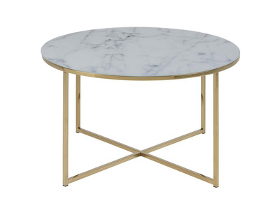 Mesa de centro efecto mármol y patas metal 80cm SILAS - Mesa de centro efecto mármol y patas metal 80cm SILAS