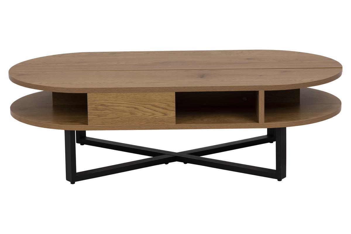 Mesa de centro elevable acabado roble y metal negro TEMPO