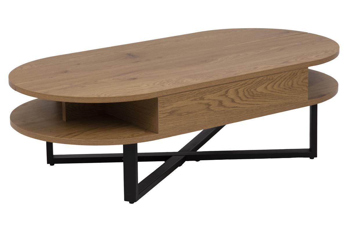 Mesa de centro elevable acabado roble y metal negro TEMPO