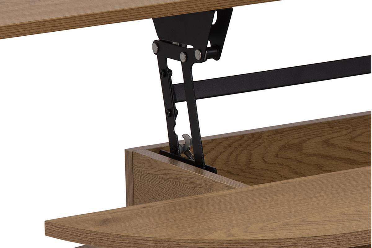 Mesa de centro elevable acabado roble y metal negro TEMPO