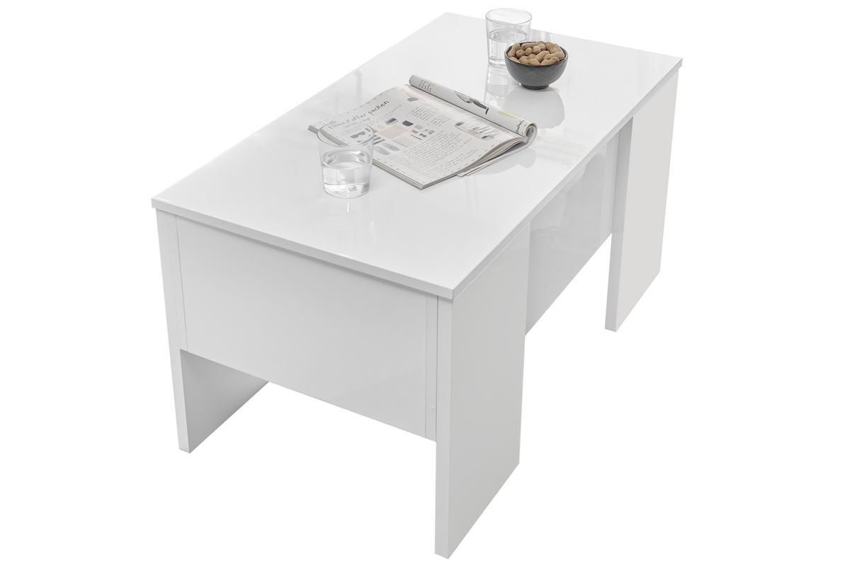 Mesa de centro elevable blanco lacado brillante L92 cm COMO