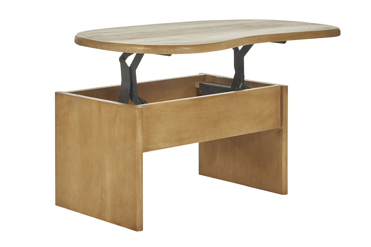 Mesa de centro elevable con almacenaje de madera maciza de mango 95 cm KOKOA