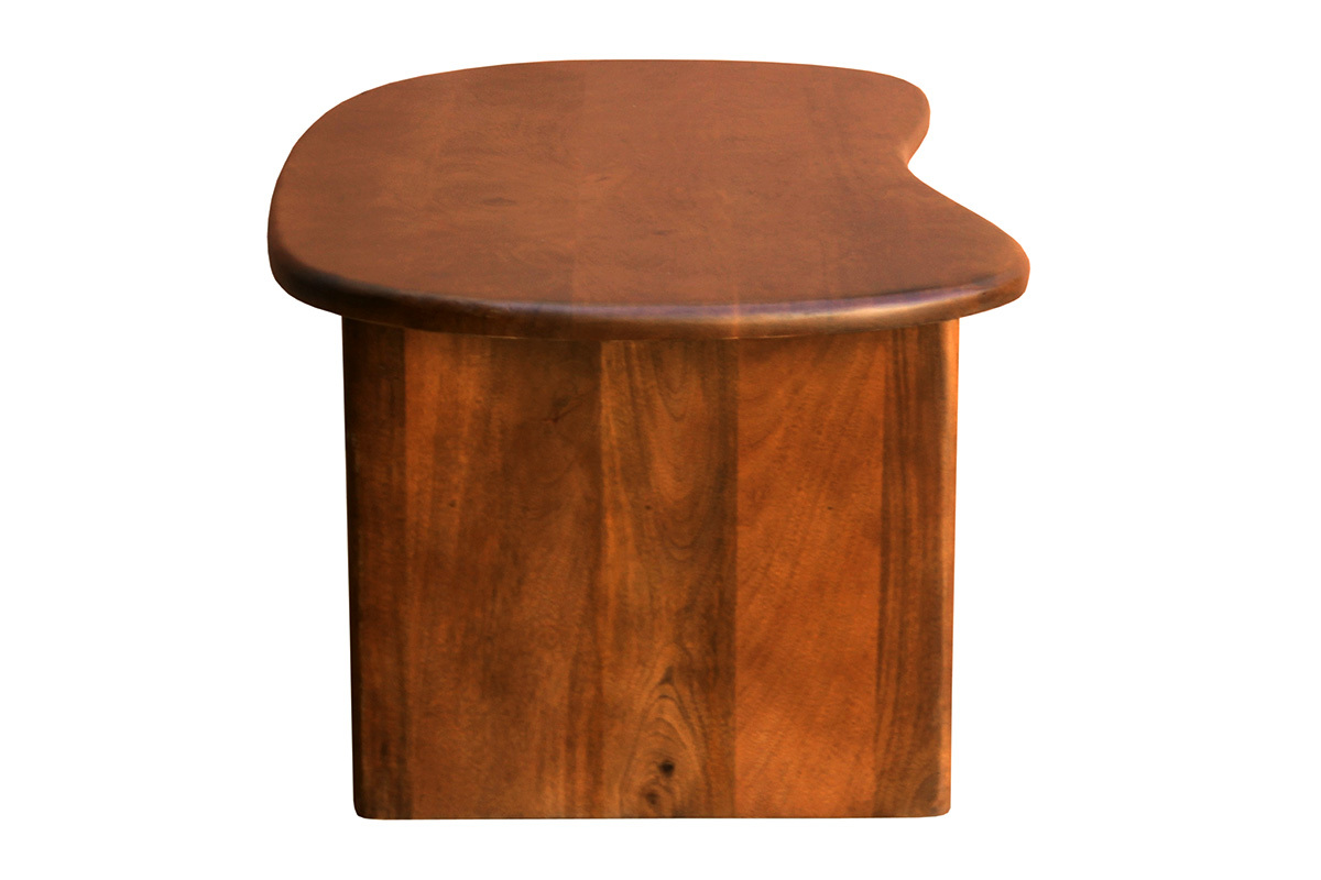 Mesa de centro elevable de dise�o en forma de jud�a con almacenaje en madera de mango maciza te�ida L95 cm KOKOA
