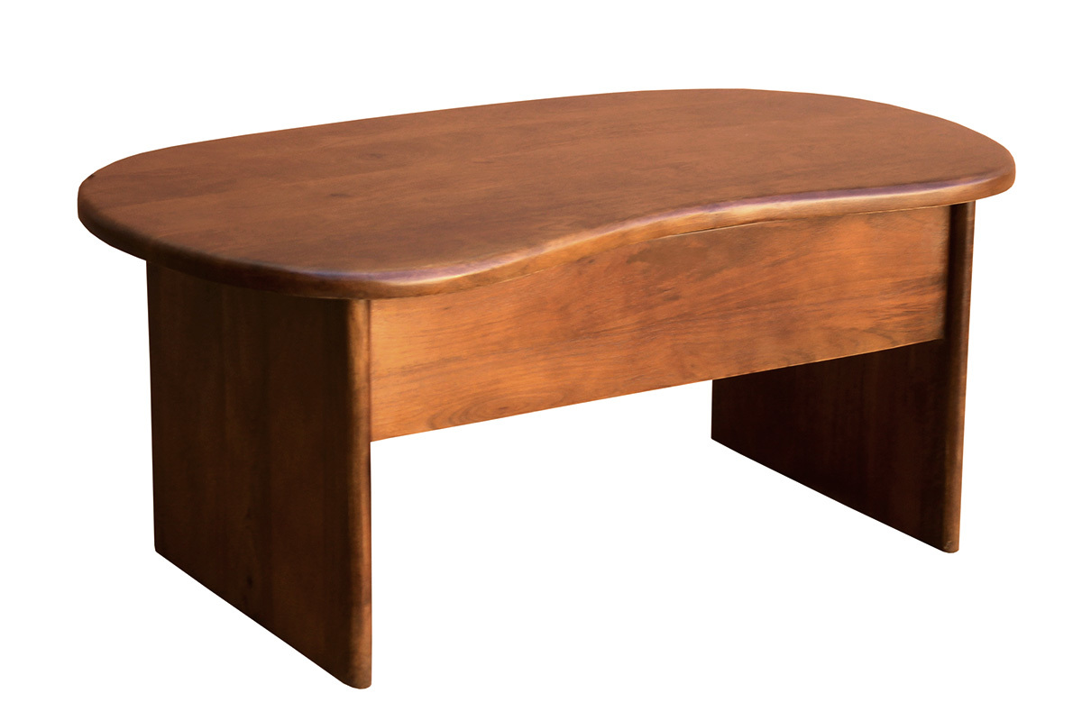 Mesa de centro elevable de dise�o en forma de jud�a con almacenaje en madera de mango maciza te�ida L95 cm KOKOA