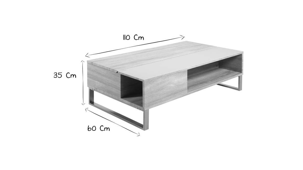 Mesa de centro elevable en madera y metal WYNN