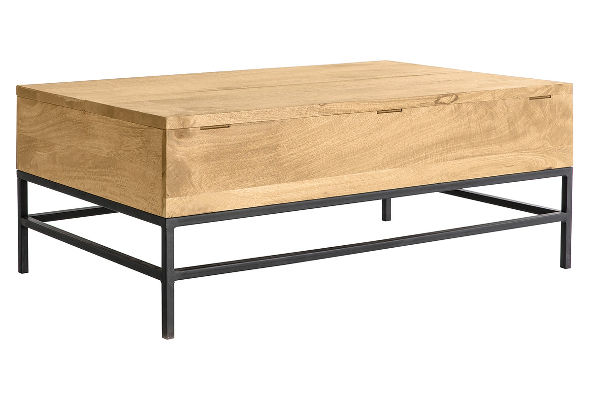 Mesa de centro elevable industrial mango y metal L110 cm YPSTER
