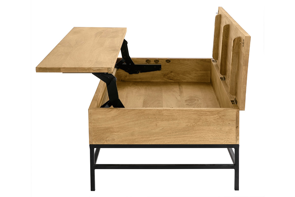 Mesa de centro elevable industrial mango y metal L110 cm YPSTER